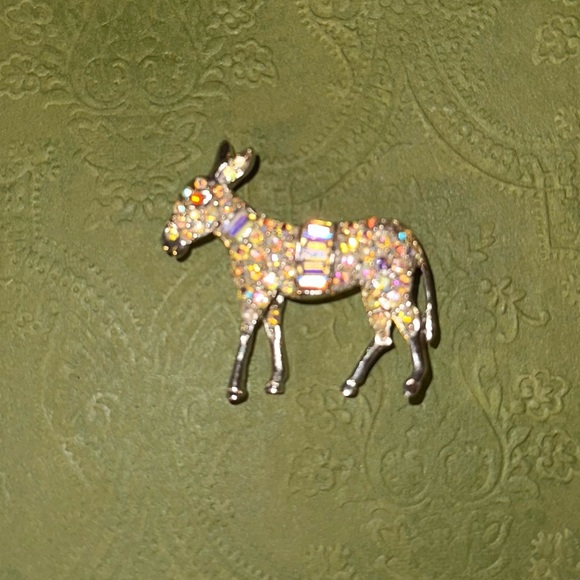 Ab Crystal Vintage Donkey Brooch - Picture 4 of 11